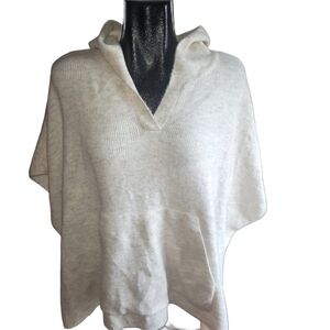 Loft Hooded Cozy Knit Poncho Sweater In Cream Size XS